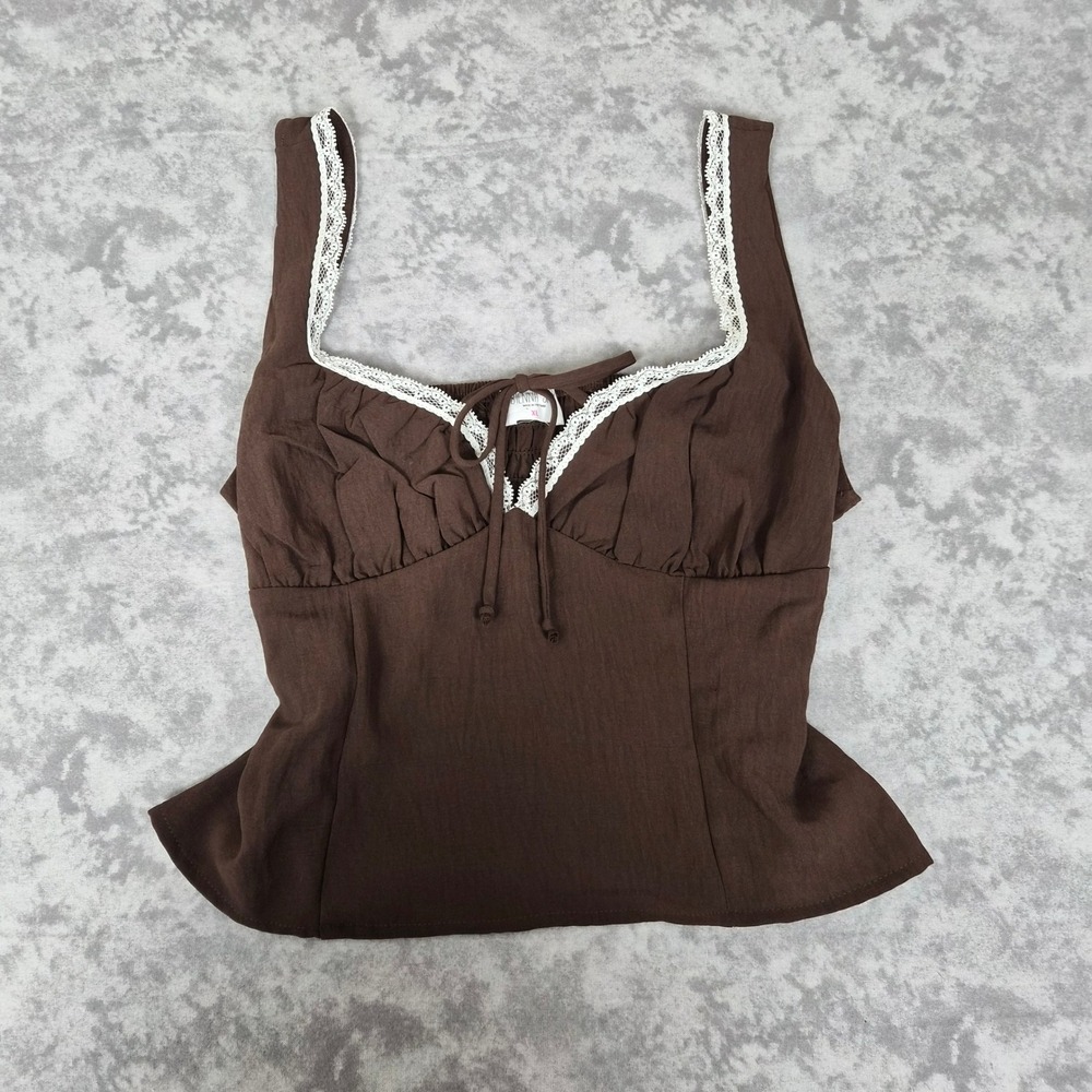 Sienna Sky Brown Milkmaid Cami Womens XL Coquette Fairycore Cottagecore Grunge - Picture 4 of 8